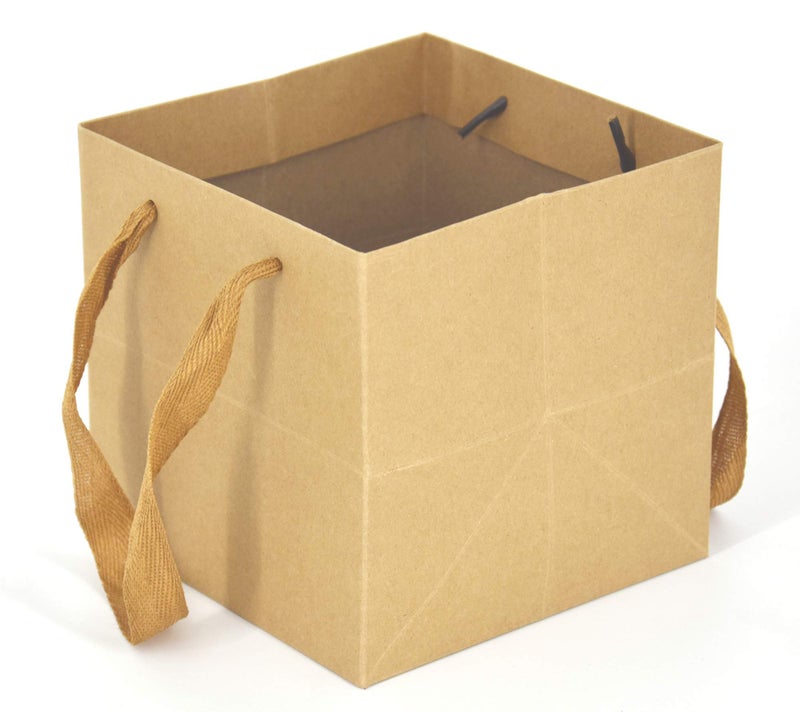HUAPRINT Brown Paper Bags 24 Pack Large Gift Bags 6x6x6inch Heavy Duty Grocery Shopping Bags Wedding Party Favor Bags Square Size Reusable Retail Business Packaging Bags
